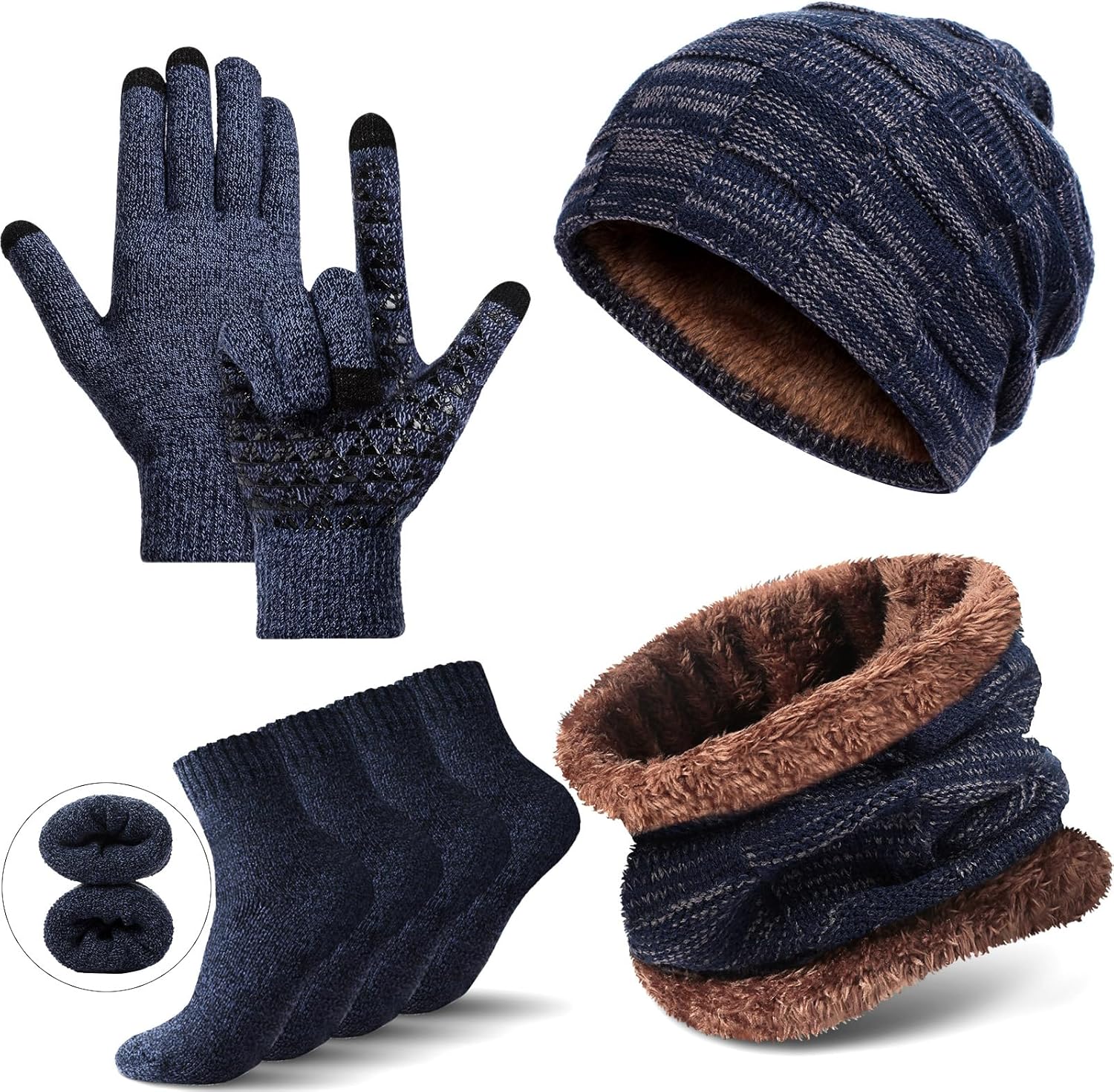 Winter Beanie Hat Scarf Socks  - Knit Glove Touch Screen avaliação e preço