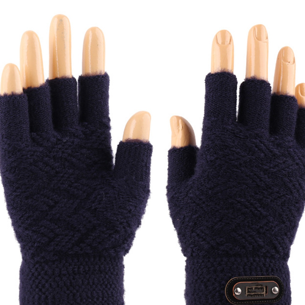 1 Pair Half Finger Winter Glov - Knit Glove Touch Screen avaliação e preço