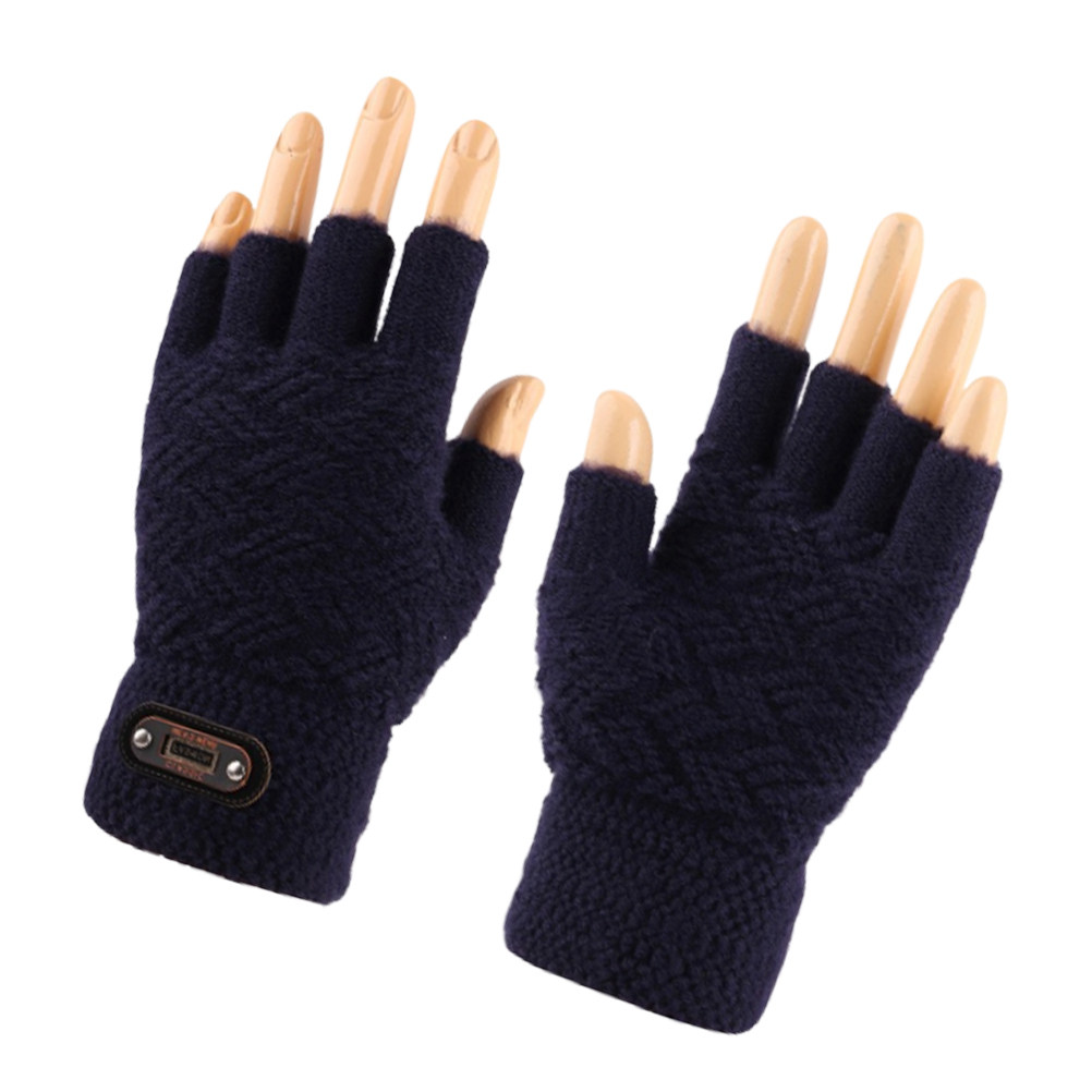 1 Pair Half Finger Winter Glov - Knit Glove Touch Screen avaliação e preço