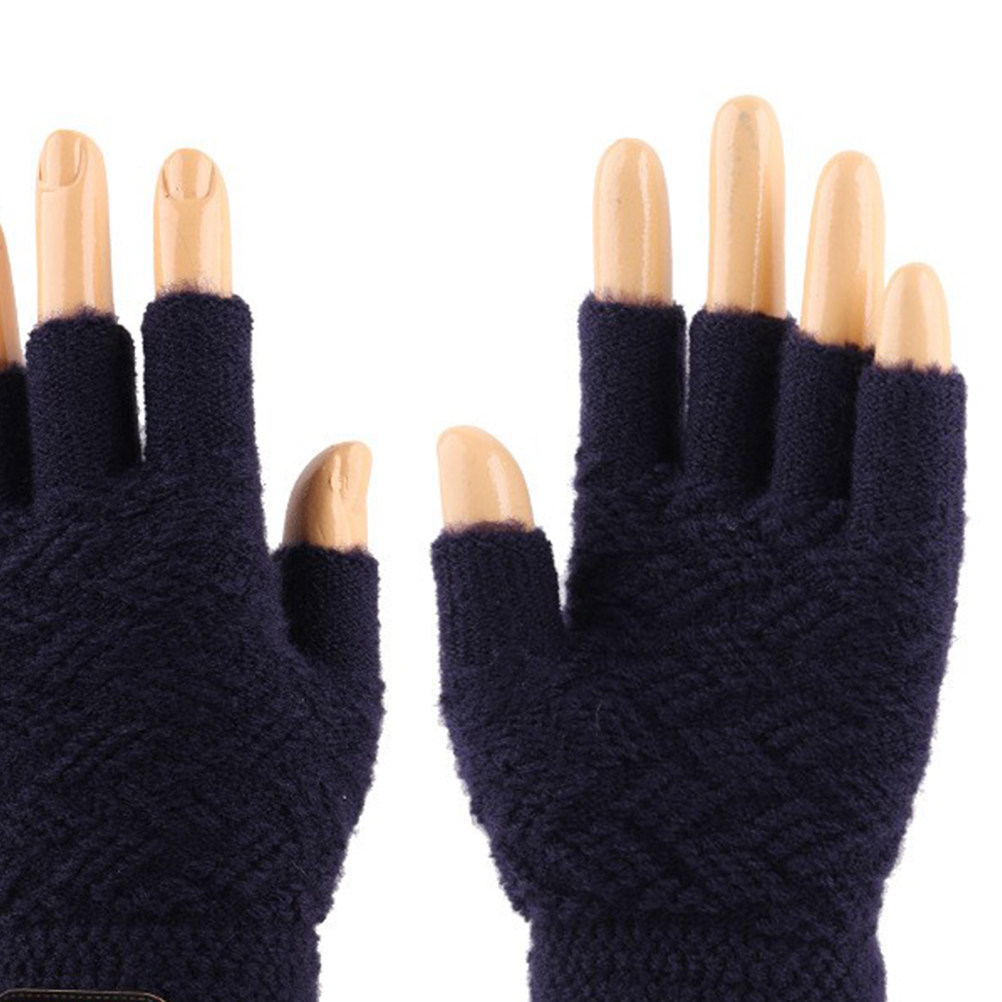 1 Pair Half Finger Winter Glov - Knit Glove Touch Screen avaliação e preço