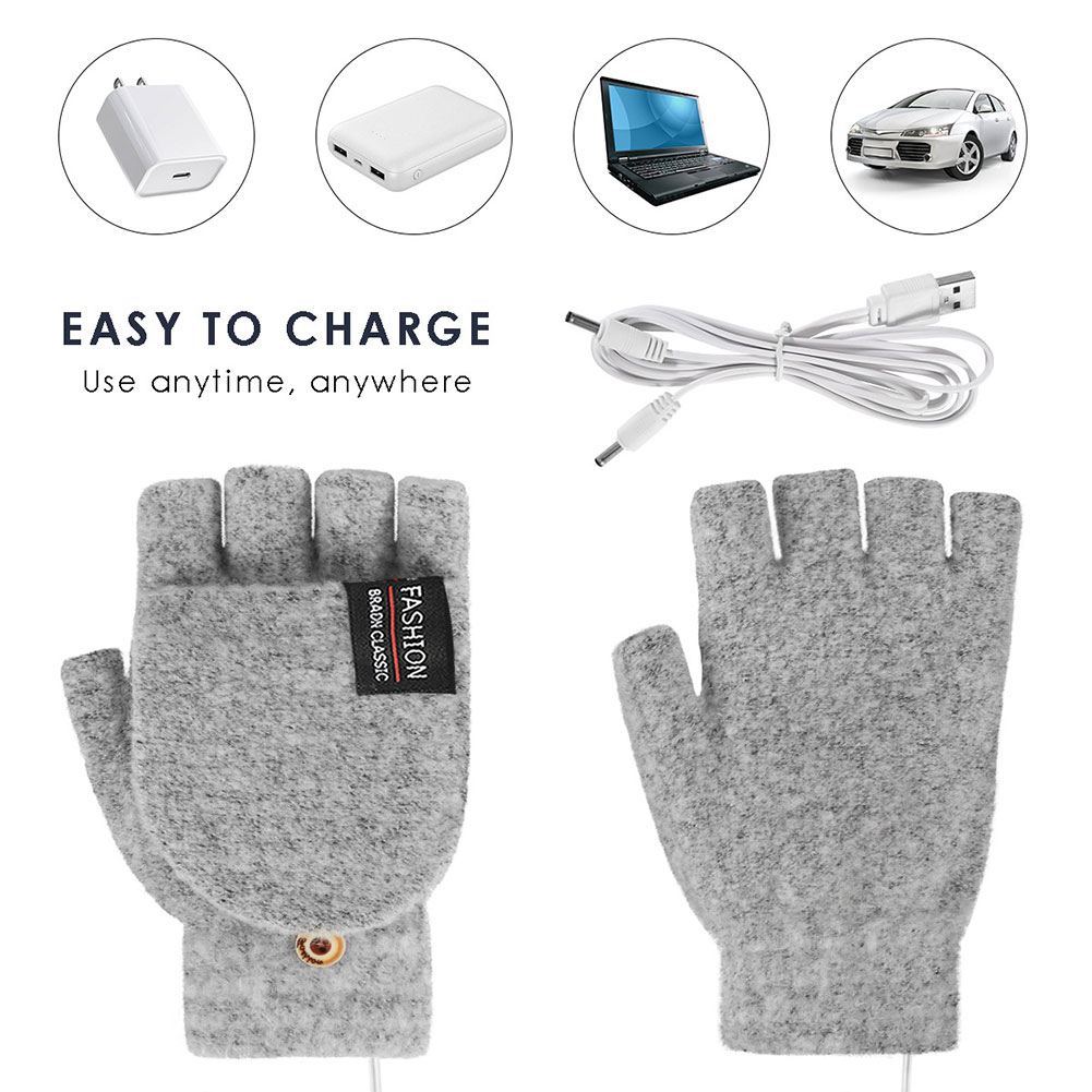 USB Electric Heated Gloves Adj - Knit Glove Touch Screen avaliação e preço