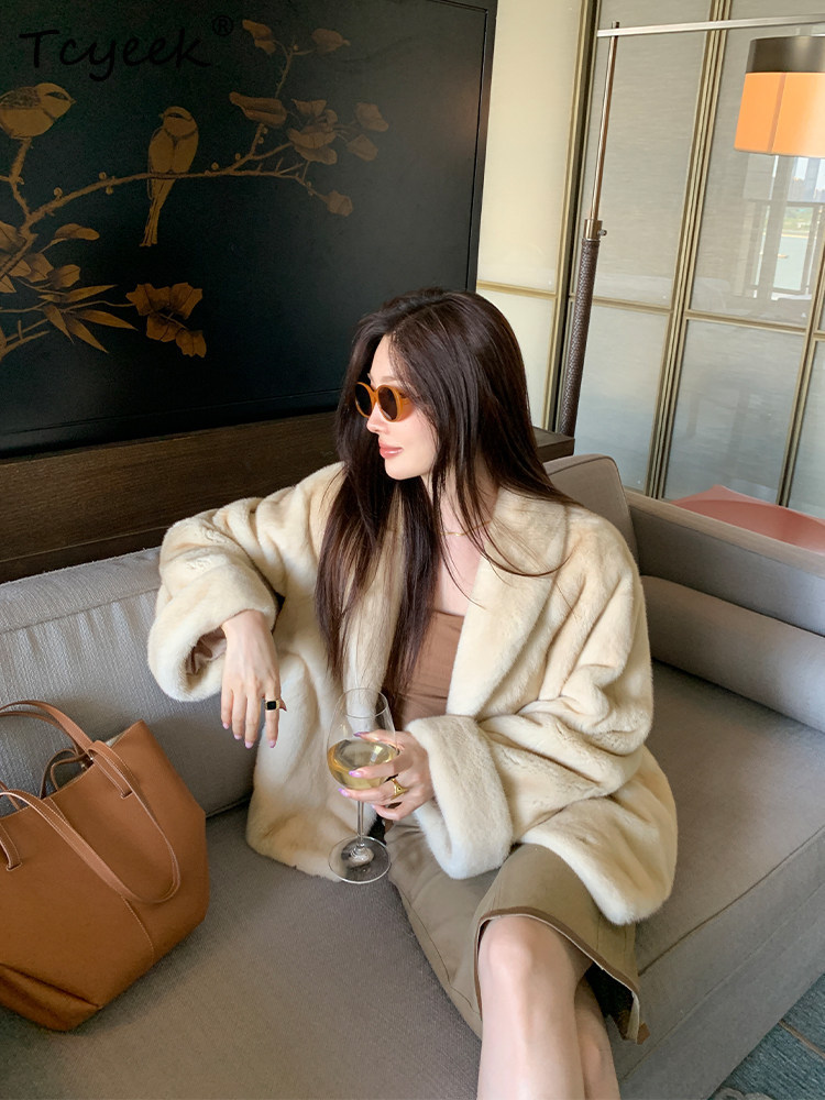 Tcyeek Natural Mink Fur Coat W - Winter Clothing Label avaliação e preço