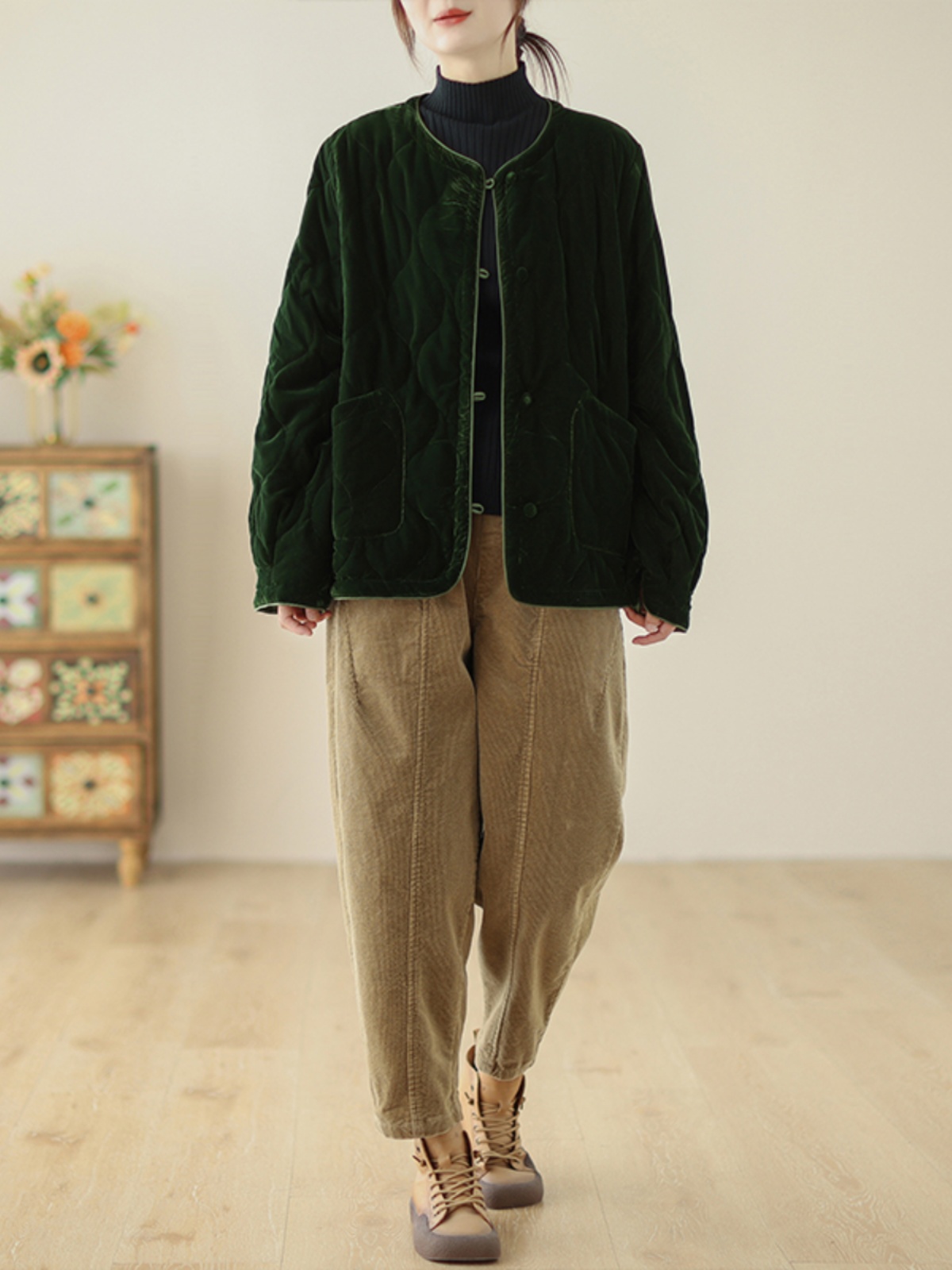 Retro Casual Cotton Jacket rou - Winter Clothing Types avaliação e preço