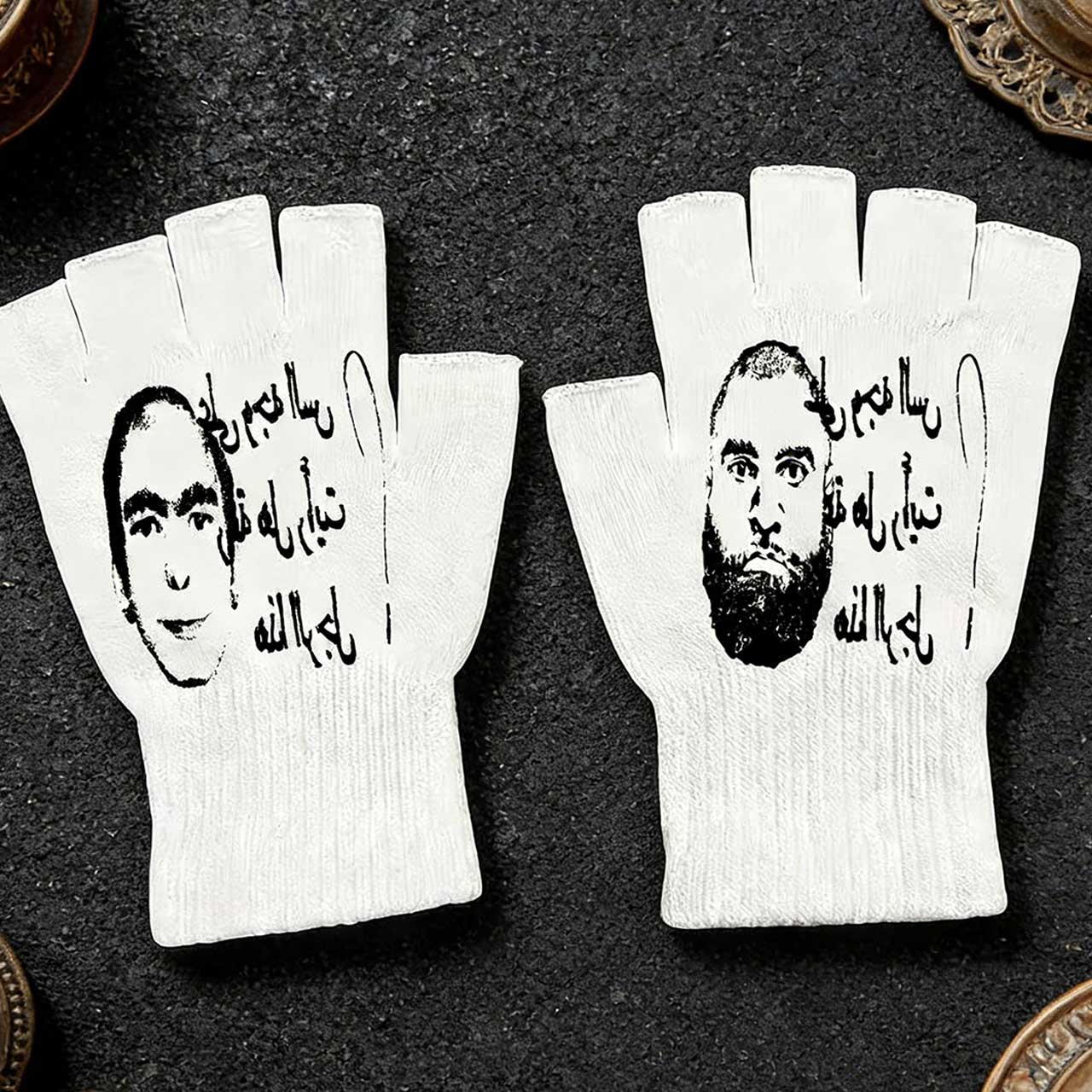 Y2K Retro Printed Fingerless G - Knit Glove Touch Screen avaliação e preço