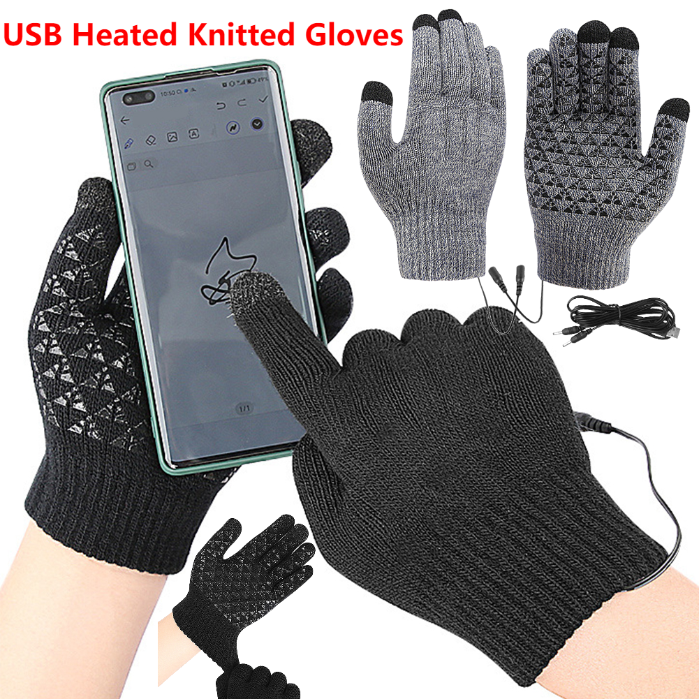 5-1Pairs USB Heated Knitted Gl - Knit Glove Touch Screen avaliação e preço