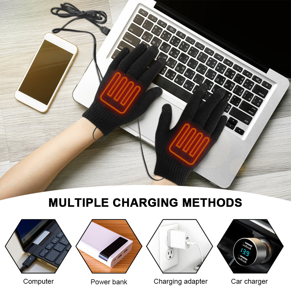 5-1Pairs USB Heated Knitted Gl - Knit Glove Touch Screen avaliação e preço